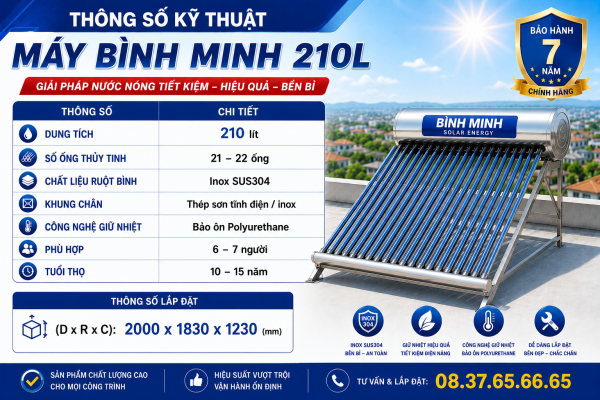 Máy Nước Nóng NLMT Bình Minh 210L - Ảnh 2